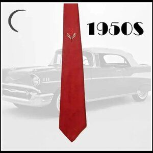 Vintage Monogram Necktie Initial B -  RED Tie, 50s Skinny Thin Narrow Slim